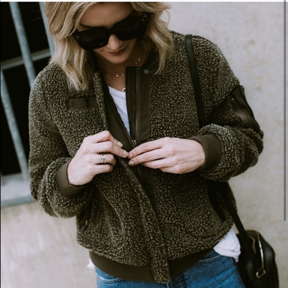 army green teddy jacket